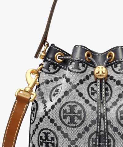 Tory Burch T Monogram Jacquard Bucket Bag, Tory Navy