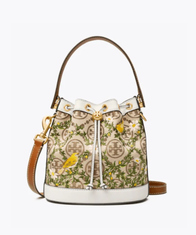 Tory Burch T Monogram Jacquard Embroidered Bucket Bag