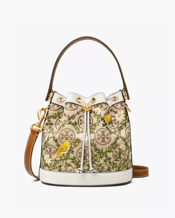 Tory Burch T Monogram Jacquard Embroidered Bucket Bag