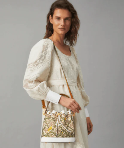 Tory Burch T Monogram Jacquard Embroidered Bucket Bag