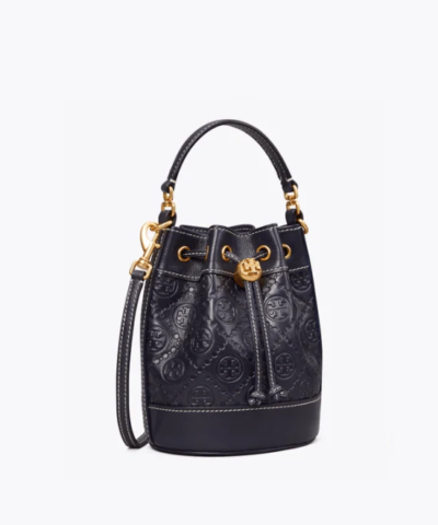 Tory Burch T Monogram Leather Mini Bucket Bag