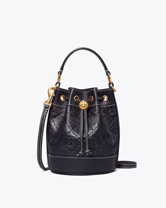 Tory Burch T Monogram Leather Mini Bucket Bag