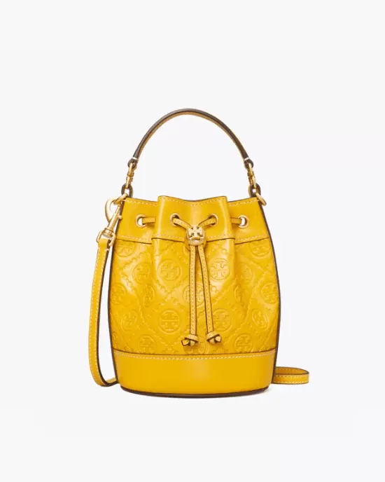 Tory Burch T Monogram Leather Mini Bucket Bag