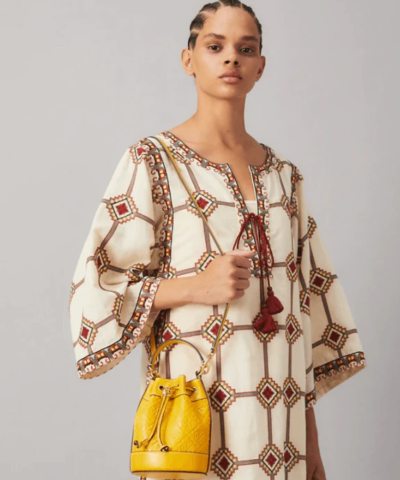 Tory Burch T Monogram Leather Mini Bucket Bag