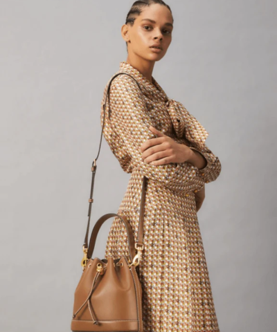 Tory Burch T Monogram Leather Bucket Bag