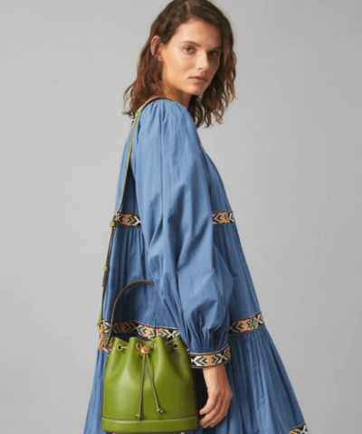 Tory Burch T Monogram Leather Bucket Bag