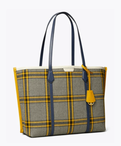 Tory Burch Perry Plaid Triple-Compartment Tote