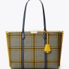 Tory Burch Perry Plaid Triple-Compartment Tote
