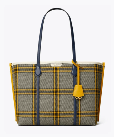 Tory Burch Perry Plaid Triple-Compartment Tote