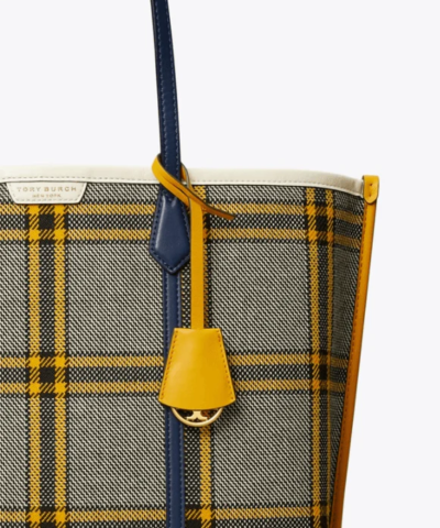 Tory Burch Perry Plaid Triple-Compartment Tote