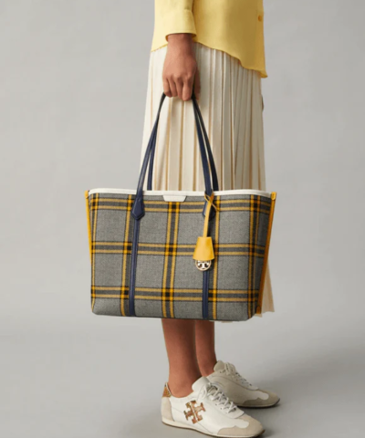 Tory Burch Perry Plaid Triple-Compartment Tote