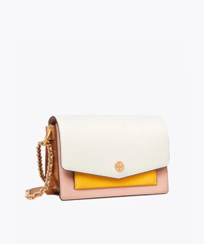 Tory Burch Robinson Color-Block Mini Shoulder Bag, New Ivory