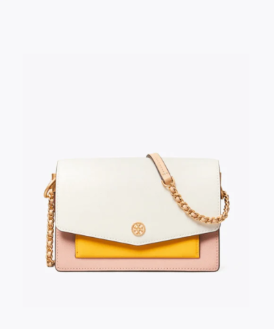 Tory Burch Robinson Color-Block Mini Shoulder Bag, New Ivory