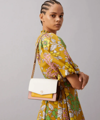 Tory Burch Robinson Color-Block Mini Shoulder Bag, New Ivory