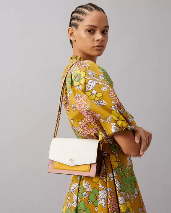 Tory Burch Robinson Color-Block Mini Shoulder Bag, New Ivory