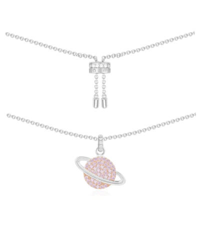 Apm Monaco Pink Planet Adjustable Necklace - Silver