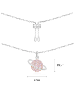 Apm Monaco Pink Planet Adjustable Necklace - Silver