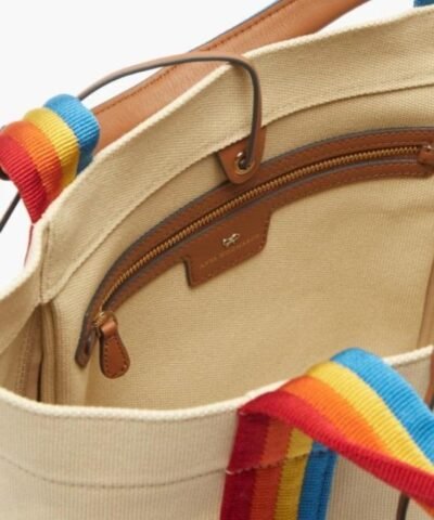 Anya Hindmarch Pont Small Stripe-Trimmed Canvas Tote Bag