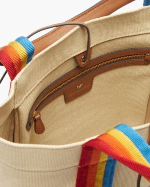 Anya Hindmarch Pont Small Stripe-Trimmed Canvas Tote Bag