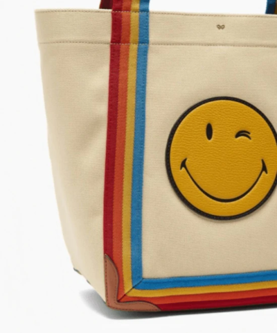 Anya Hindmarch Pont Small Stripe-Trimmed Canvas Tote Bag