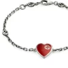 Gucci GG Hearts Sterling Silver & Red Enamel Bracelet