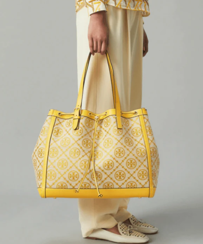 Tory Burch T Monogram Jacquard Tote Bag, Goldfinch