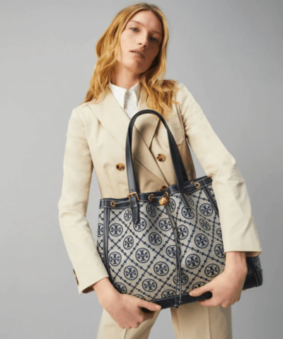 Tory Burch T Monogram Jacquard Tote Bag, Tory Navy