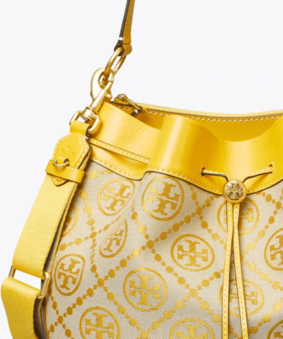 Tory Burch T Monogram Jacquard Drawstring Hobo, Goldfinch