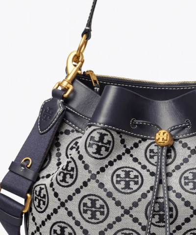 Tory Burch T Monogram Jacquard Drawstring Hobo, Tory Navy