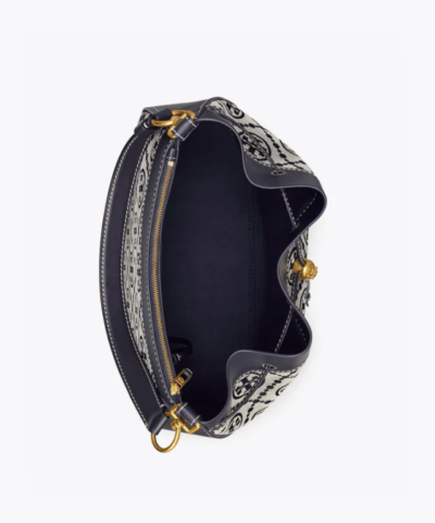 Tory Burch T Monogram Jacquard Drawstring Hobo, Tory Navy