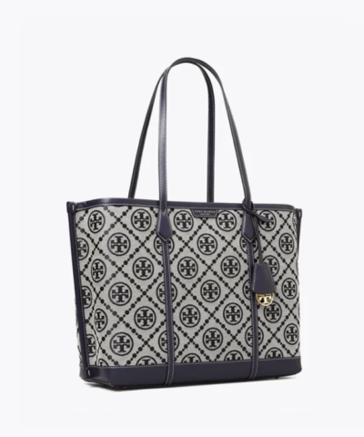 Tory Burch T Monogram Jacquard Triple-Compartment Tote, Tory Navy