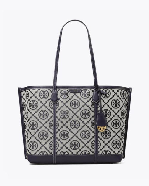 Tory Burch T Monogram Jacquard Triple-Compartment Tote, Tory Navy