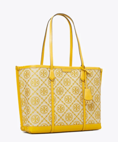Tory Burch T Monogram Jacquard Triple-Compartment Tote, Goldfinch