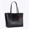 Tory Burch Perry Embossed Triple-Compartment Tote Bag, Black