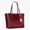 Tory Burch Perry Embossed Triple-Compartment Tote Bag, Claret