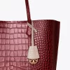 Tory Burch Perry Embossed Triple-Compartment Tote Bag, Claret