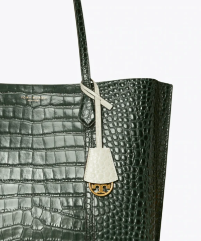 Tory Burch Perry Embossed Triple-Compartment Tote Bag, Deep Kelp