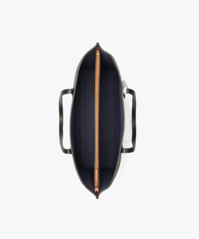 Tory Burch Perry Embossed Triple-Compartment Tote Bag, Deep Kelp