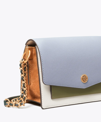 Tory Burch Robinson Color-Block Mini Shoulder Bag, Cloud Blue
