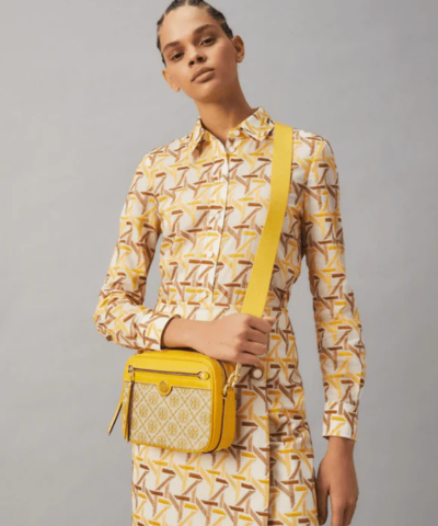 Tory Burch T Monogram Jacquard Camera Bag, Goldfinch