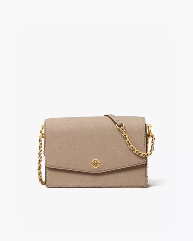 Tory Burch Robinson Convertible Mini Shoulder Bag, Gray Heron