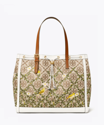 Tory Burch T Monnogram Jacquard Embroidered Tote Bag