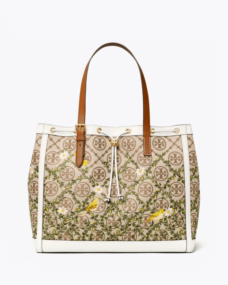 Tory Burch T Monnogram Jacquard Embroidered Tote Bag