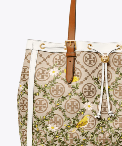 Tory Burch T Monnogram Jacquard Embroidered Tote Bag