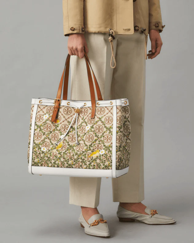 Tory Burch T Monnogram Jacquard Embroidered Tote Bag