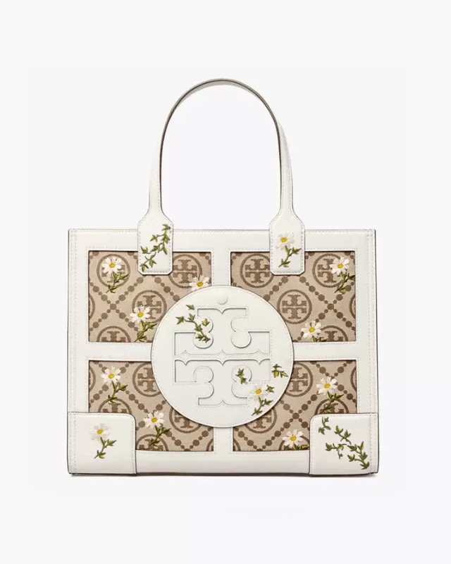 Tory Burch Ella T Monogram Embroidered Mini Tote Bag