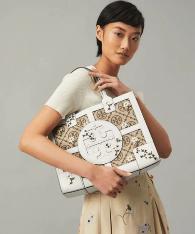 Tory Burch Ella T Monogram Embroidered Mini Tote Bag