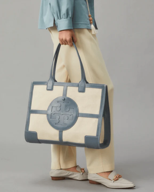Tory Burch Ella Canvas Quadrant Tote Bag