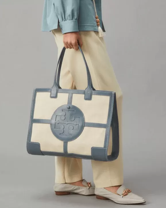 Tory Burch Ella Canvas Quadrant Tote Bag