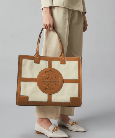 Tory Burch Ella Canvas Quadrant Tote Bag